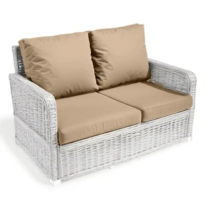 Image of Kosiproducts Replacement Rattan Cushion Seat Cushions Garden Patio Furniture [Beige, 2 Seats + Cushions] Furntiure Not Included