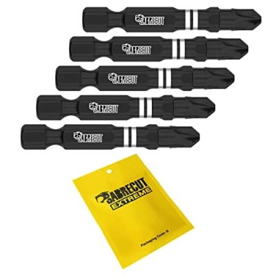 Image of 5 x SabreCut SCPZ350_5 50mm PZ3 Impact Screwdriver Driver Bits Set Single Ended Pozidriv POZI No.3 Heavy Duty