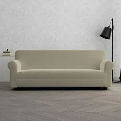 Image of Italian Bed Linen Dahlia elastic sofa cover, Dove gray, 3 PLACES