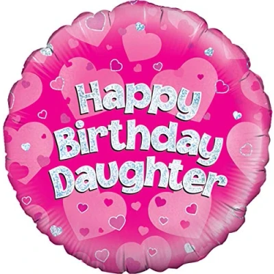 Image of Oaktree UK 228816 18&quot; Happy Birthday Daughter Holographic, Pink