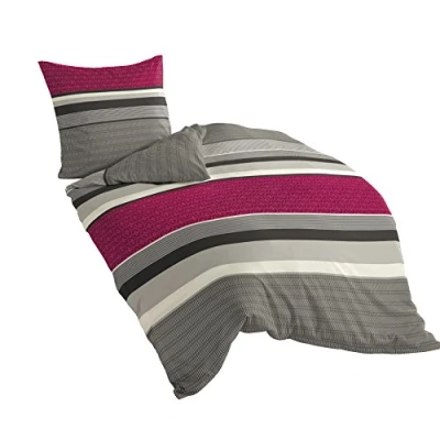Image of Bierbaum 4630_19 Flannelette Bedding Design 135 x 200 cm and 80 x80 Raspberry