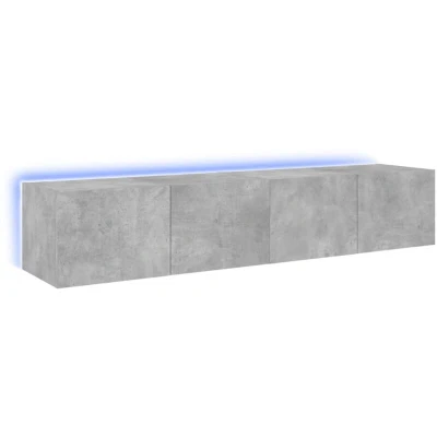 Image of vidaXL TV Wall Cabinets with LED Lights 2 pcs Concrete Grey 80x35x31 cm
