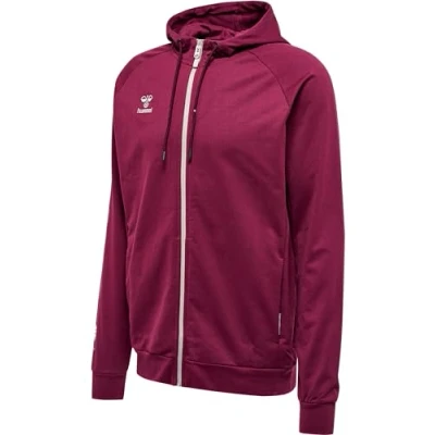 Image of hummel Unisex Hmlmove Grid Cotton Zip Hoodie Hooded Sweatshirt Grape Wine