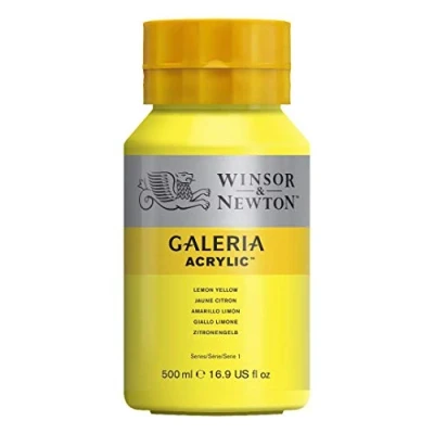 Image of Winsor and Newton Galeria Acrylic Colour 500ml 346 Lemon Yellow (Pot)