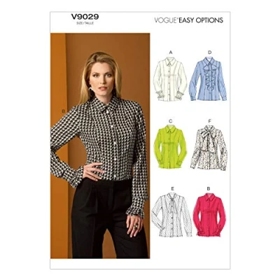 Image of Vogue Patterns 9029, Misses Blouse,Sizes, Georgette, Multi Colour, B5 (8 10 12 14 16)
