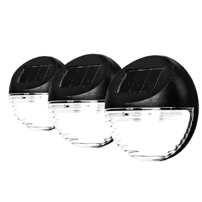 Image of Status Perth White LED Solar Black Fence Lights, 3 Pack