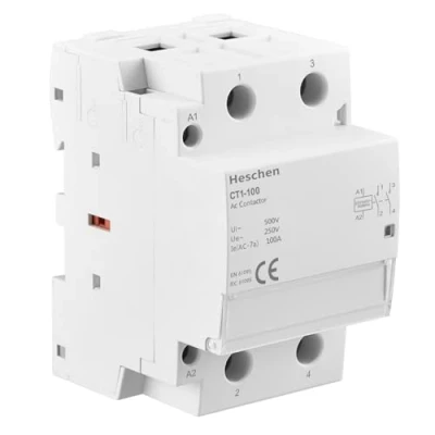 Image of Heschen Household AC Contactor, CT1 100, 2 Pole Two Normally Open, 220V/240V Coil Voltage, 35 mm DIN Rail Mount