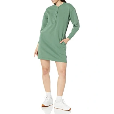 Image of Amazon Essentials Women&#039;s Knit Henley Sweatshirt Dress (Available in Plus Size), Sage Green, S