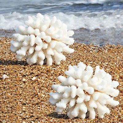 Image of Pack of 2 Artificial Coral Ornament, Aquarium Resin Decor Underwater Sea Plants Fish Tank Decoration