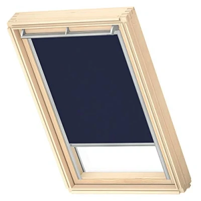 Image of VELUX Original Roof Window Blackout Blind for CK04, Dark Blue, with Grey Guide Rail
