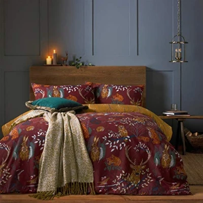 Image of furn. Forest Fauna Duvet Cover Set, Rust, Single, W137cm x L200cm (Duvet Cover), W50cm L75cm (Pillow Case)