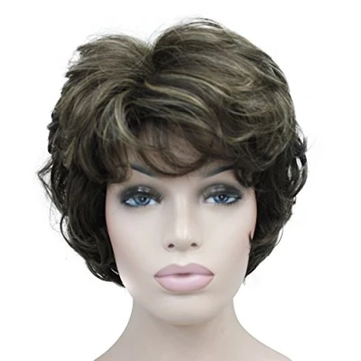 Image of Lydell Women&#039;s Short Curly Wavy Wig Synthetic Hair Full 6 inches (#8TT124)
