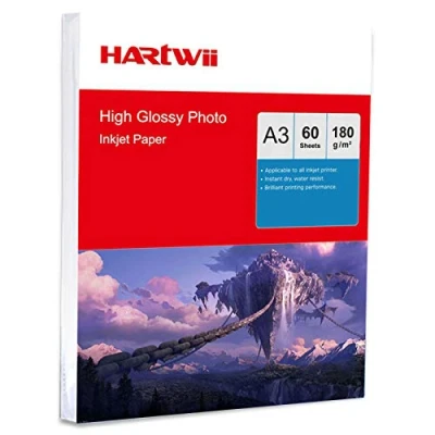 Image of Hartwii 60 Sheets A3 Size High Glossy White Inkjet Photo Paper for Printing Picture 260Gsm