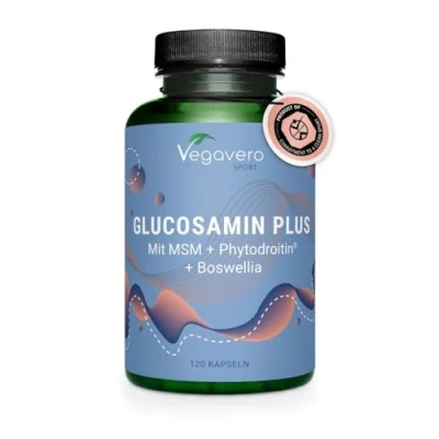 Image of Vegavero Vegan Glucosamine Plus with Chondroitin, MSM and Boswellia Serrata NO Additives, Lab Tested Natural Joint Pain Relief 120 Capsules