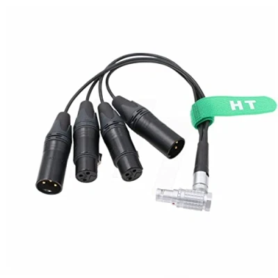 Image of Right Angle 10 Pin to XLR 3 Breakout Audio Record Cable for Shogun Inferno, Ninja Flame, Monitor (IO R10pin)