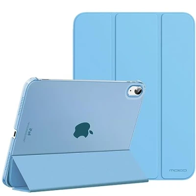 Image of MoKo for iPad 10th Generation Case 2022, Slim Stand Hard PC Translucent Back Shell Smart Cover Gen 10.9 inch Support Touch ID, Auto Wake/Sleep, Sunny Sky Blue