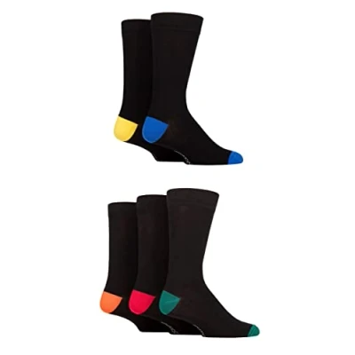 Image of SockShop Mens Contrast Heel and Toe Bamboo Socks Pack of 5 Classic/Black 7 11