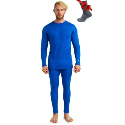 Image of Merino.tech Merino Wool Base Layer Men Set Thermal Underwear Mens Top and Bottom Lightweight, Midweight, Heavyweight (XXX Large, 250 Cobalt Blue)