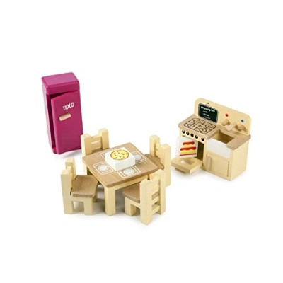 Image of Tidlo Wooden Doll&#039;s House Kitchen Furniture Set