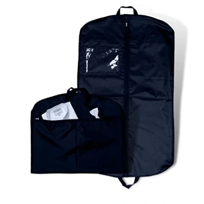 Image of Hoesh 44&quot; Navy Foldable Nylon Suit Bag, Carrier, Bags for Men, Carriers Cloth Covers Protector Bags, Clothes Travel Garment Waterproof with Extra Pockets