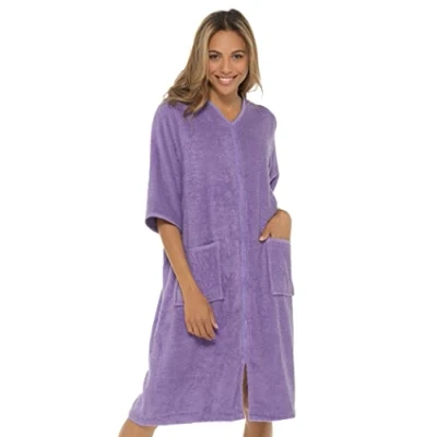 Image of Ladies Undercover Zip Towelling Robe LN728 Lilac 24 26