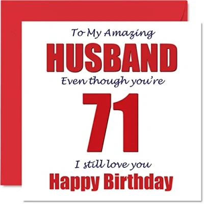Image of Funny 71st Birthday Cards for Husband 71 I Still Love You Happy Card from Wife Partner, Seventy One First Hubby Banter Gifts, 145mm x Joke Humour Greeting