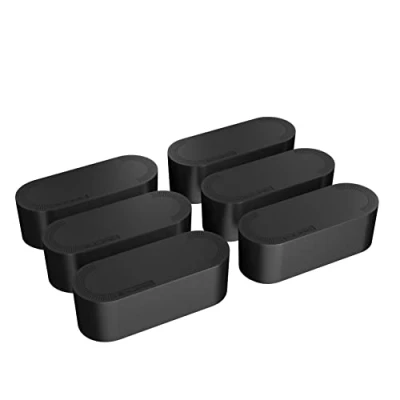 Image of D Line Cable Tidy Box 6 Pack, Hide &amp; Conceal Extension Blocks, Management Solution, TV Wire Tidy, Made from Electrically Safe ABS Material 325mm (L) x 125mm (W) 115mm (H) Small, Black