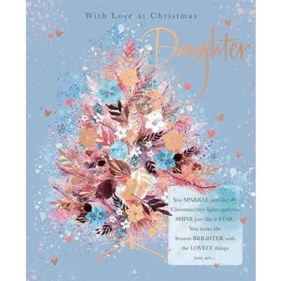Image of Words N Wishes Daughter Christmas Card Bouquet with an EMbossed Foil Finish Eco Friendly