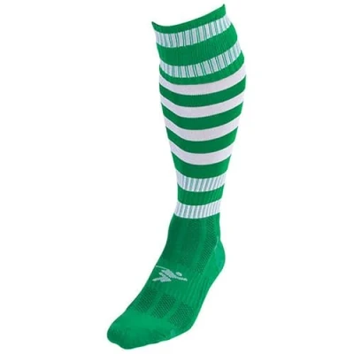 Image of Precision Training Hooped Pro Football Socks, Green/White, Large Boy, K REY 710YGW