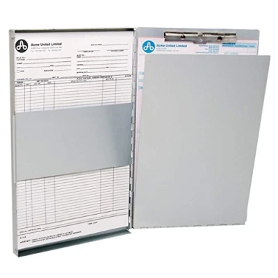 Image of Westcott E 17004 00 Aluminium form holder box, A4, internal clipboard, laterally opening