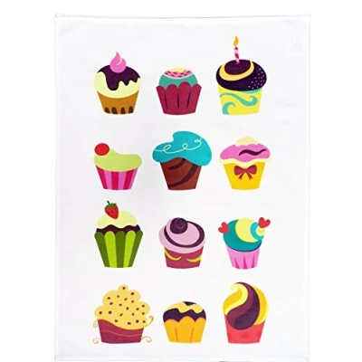 Image of Half a Donkey The Cupcake Large Cotton Tea Towel