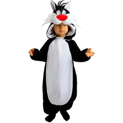 Image of Funidelia Sylvester the Cat Costume for Babies Looney Tunes baby Costumes kids, accessory fancy dress &amp; props Halloween, carnival parties Size 0 6 months Black