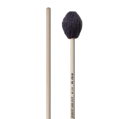 Image of Vic FIrth Signature Series Marimba Mallets M116 Robert Van Sice Yarn Hard Charcoal Grey