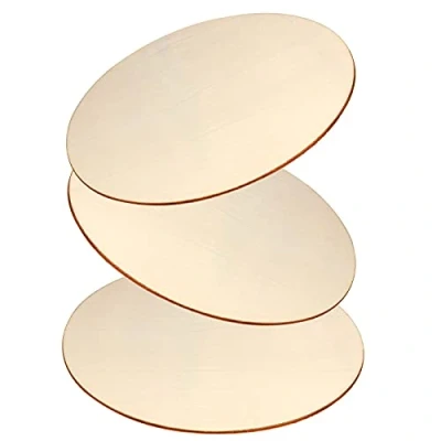 Image of LUTER 30 cm 3 Pieces Wooden Disc Round Unfinished Discs Cutouts for DIY Circle Sign