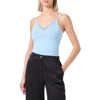 Image of VERO MODA Women&#039;s Vminge Lace Singlet Noos Top, Dutch Canal, S