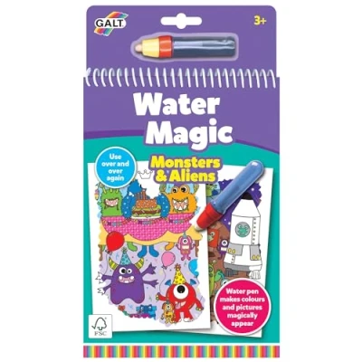 Image of Galt Toys Water Magic Monsters &amp; Aliens Reusable Kids Colouring Book Age 3 +
