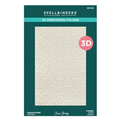 Image of Spellbinders E3D 096 Peacock Motif 3D Embossing Folder from The Paradise Collection by Dawn Bibby