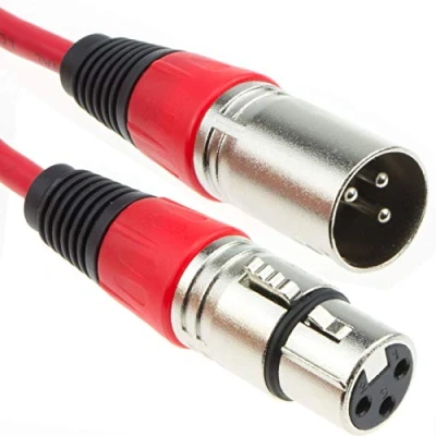 Image of kenable XLR Microphone Lead Male to Female Audio Cable Red 1m