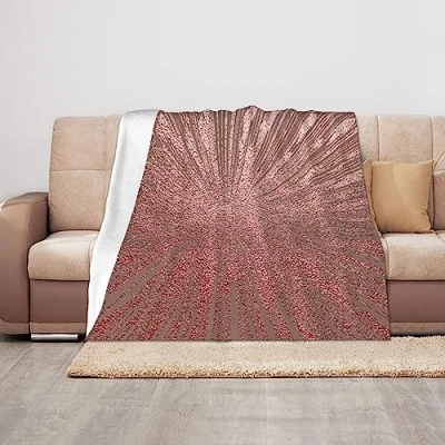 Image of ASEELO 125x100cm Blanket Rose Gold Pink Fleece Sofa Throw for Bed and Couch Travel