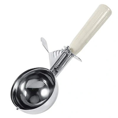 Image of Nikou Ice Cream Scoop, 6.8CM Stainless Steel Cookie Scoop for Cream, with Easy Trigger Release Melon Plastic Handle Kitchen Tool (Ivory)