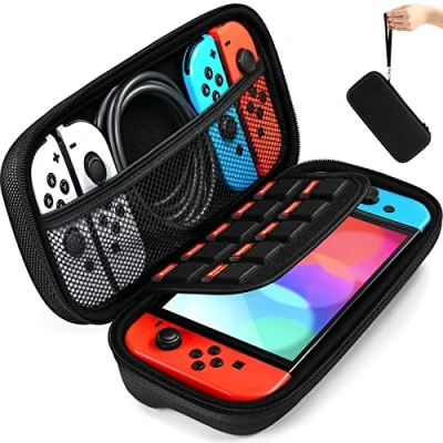 Image of ivoler Carry case for nintendo switch, Black Protective Portable Hard Shell Pouch Carrying Travel Game Bag