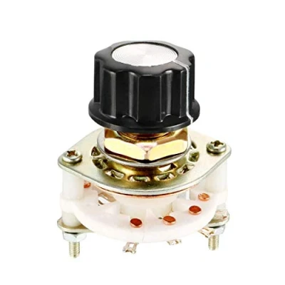 Image of 2P3T Single Band 2 Pole 3 Rotary Switch Selector with Black Plastic Button