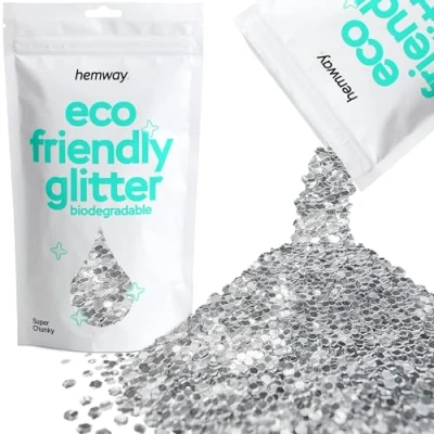 Image of Biodegradable Glitter Silver Eco Friendly Plant Based Bio Super Chunky for Face Body Hair Craft Resin Festival Makeup Eyeshadow 100g / 3.5oz