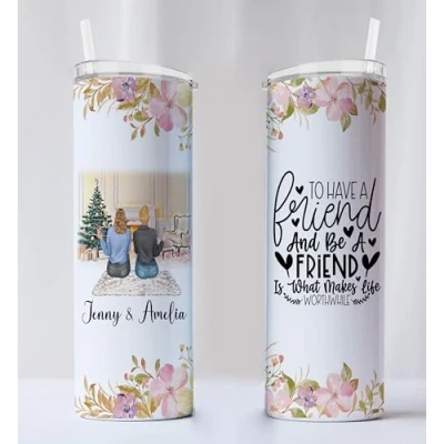 Image of EKAM Personalised Tumbler for Best Friend or Sister 20oz Stainless Steel Insulated Travel Tea/Coffee Mug Friendship Gift Women, BFF Birthday Present Her, Christmas