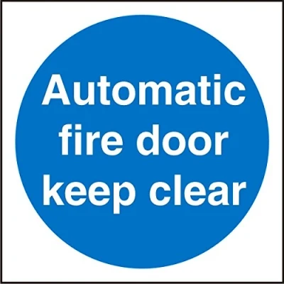 Image of Seco Automatic Fire Door Keep Clear Sign, 200mm x Self Adhesive Vinyl