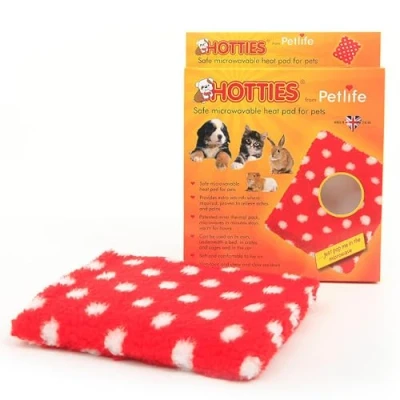 Image of Red Microwavable Heat Pad For Dog Cat &amp; Small Animal Help With Stress Aches