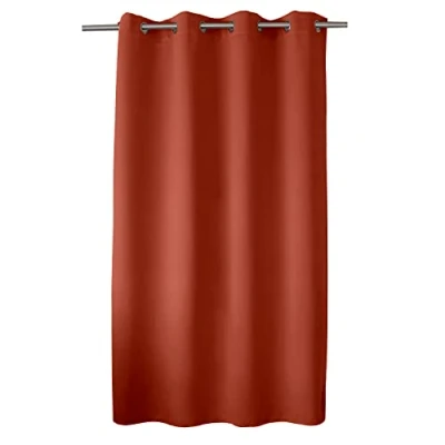 Image of ED Enjoy Home Blackout Curtain with 8 Eyelets Chrome Plated Metal Diameter 4 cm 100% Polyester 140 x 180 Öko Tex Easy Care Basic Collection Terracotta, H180 B140 (1er Pack)