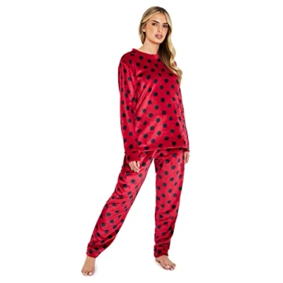 Image of CityComfort Womens Pyjamas Fleece Ladies PJs Sets Lounge Wear (Red, S)