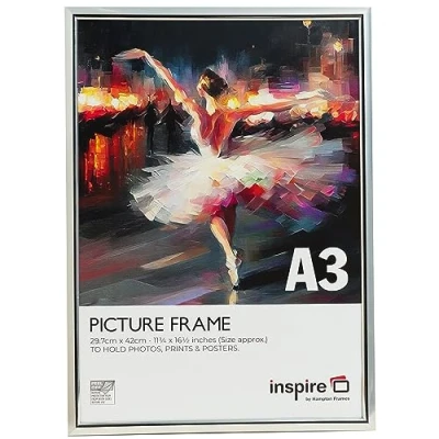 Image of Inspire By Hampton EASYLOADER A3 (30x42cm) Silver Picture Poster Frame Plexi (Non Glass) 1 Pack IBH EASA3SVP PK1