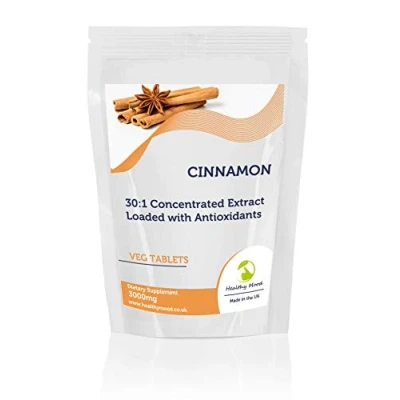Image of Cinnamon 30 Tablets 3000mg 30:1 Concentrated Extract Dietary Health Supplements Nutrition Healthy Mood